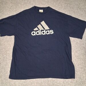 Adidas T-Shirt Mens‎ XL Navy Blue Graphic Logo Short Sleeve Cotton Tee